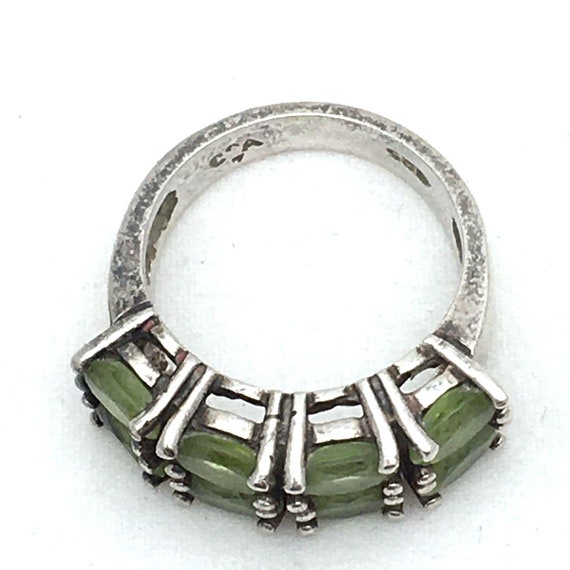 Double Row Peridot Ring, 8 Oval Stone Light Green… - image 8