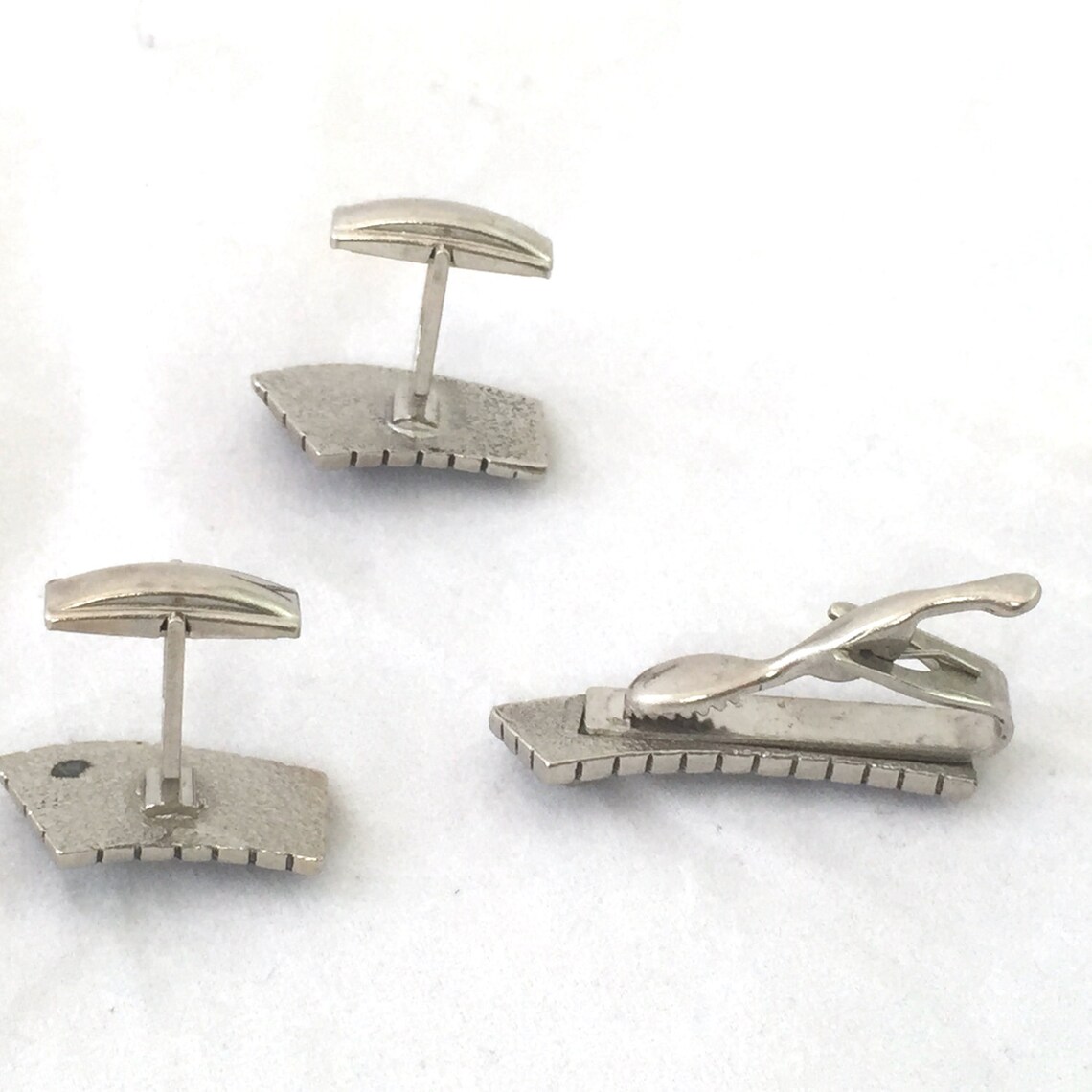 Vintage Art Deco Cufflinks and Tie Bar Set Mid Century Modern Etsy