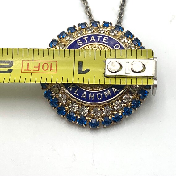 State of Oklahoma Necklace, Blue and Gold Bling R… - image 5