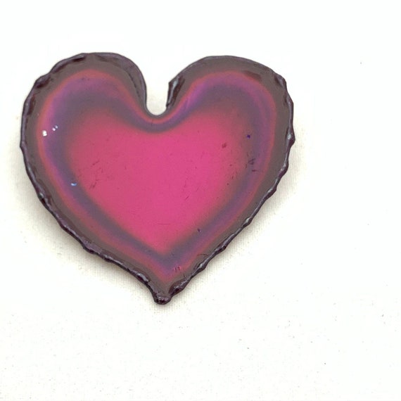 Pink Red Metal Heart Brooch Modernist Valentine’s… - image 3