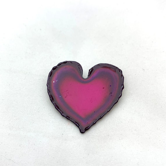 Pink Red Metal Heart Brooch Modernist Valentine’s… - image 9