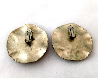 Round Silver Clip on Earrings Modernist Style Earrings Dome - Etsy
