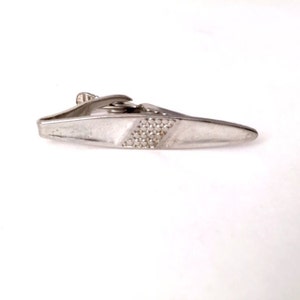 Vintage Silver Tone Tie Tack, Etched Tie Bar, Retro Circle Design Tie Clasp