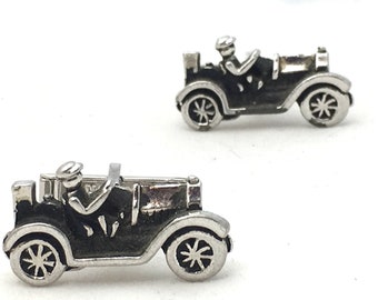 Model T Cufflinks, Silver Tone Antique Roadster Car Cuff Links, Convertible Open Top Car Show Swank Men's Accessories, Car and Driver