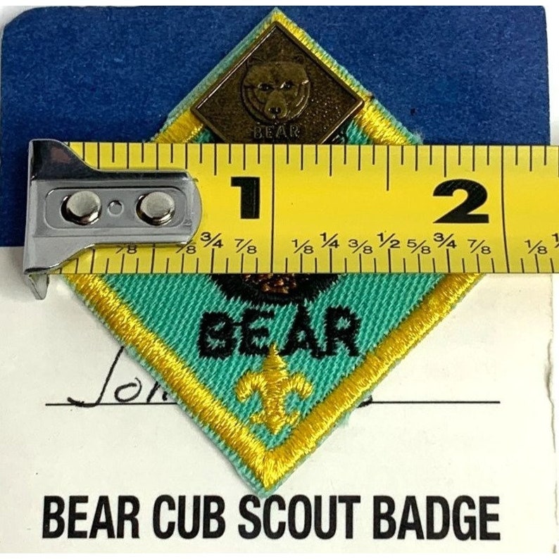 Bear Cub Scout Pin and Patch Sew on Embroidered Yellow Green Patch - Etsy
