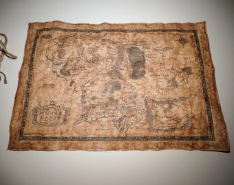 Landkarte von Mittelerde, von Hand gealtert, 11x17 oder 13x19, Roll-Up oder Fold-Up