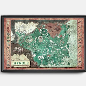 Kaart van Hyrule uit Legend of Zelda, Tears of the Kingdom - TOTK - Engels of Hylian, 11 x 17 of 13 x 19 of 17 x 25