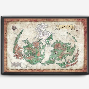 Map of Gaia from Final Fantasy VII - World Map - Final Fantasy 7 - 11x17 or 13x19 or 17x25