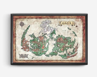 Map of Gaia from Final Fantasy VII - World Map - Final Fantasy 7 - 11x17 or 13x19 or 17x25