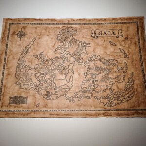 Map of Gaia from Final Fantasy 7, Aged by Hand