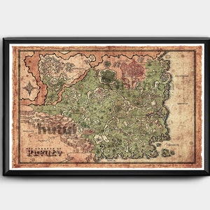 Breath of the Wild - Karte von Hyrule aus Legend of Zelda, 11x17 bis 24x36, englisch oder Hylia
