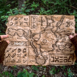 Carte de Zelda, carte d'Hyrule, carte de Termina, Legend of Zelda, Ocarina of Time, masque de Majoras, neuve, ancienne, anglaise ou hylian, grande et plus grande