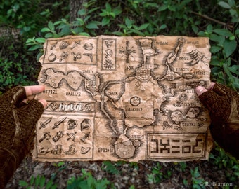 Zelda Map, Hyrule Map, Termina Map, Legend of Zelda, Ocarina of Time,  Majoras Mask, New, Aged, English or Hylian, Large and Larger