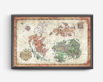 Map of Gaia from Final Fantasy IX - World Map - Final Fantasy 9 - 11x17 or 13x19 or 17x25