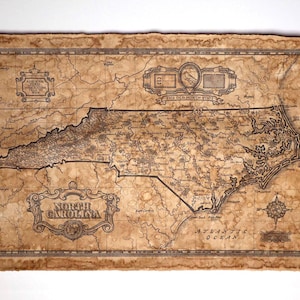 Carte de la Caroline du Nord, carte de la Caroline du Nord, carte ancienne, enroulable ou pliable, deux tailles disponibles