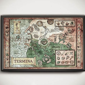 Map of Termina from Legend of Zelda, Majoras Mask - English or Hylian, Zelda Map, 11x17 or 13x19 or 17x25