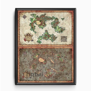 World of Balance / World of Ruin-kaart uit Final Fantasy VI - Wereldkaart - Final Fantasy 6 - 17 x 22