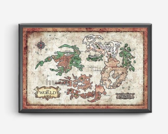 Map of The World from Final Fantasy VIII - World Map - Final Fantasy 8 - 11x17 or 13x19 or 17x25