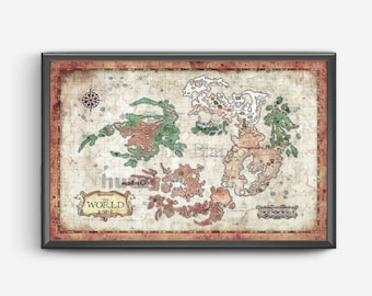 Map of The World from Final Fantasy VIII - World Map - Final Fantasy 8 - 11x17 or 13x19 or 17x25