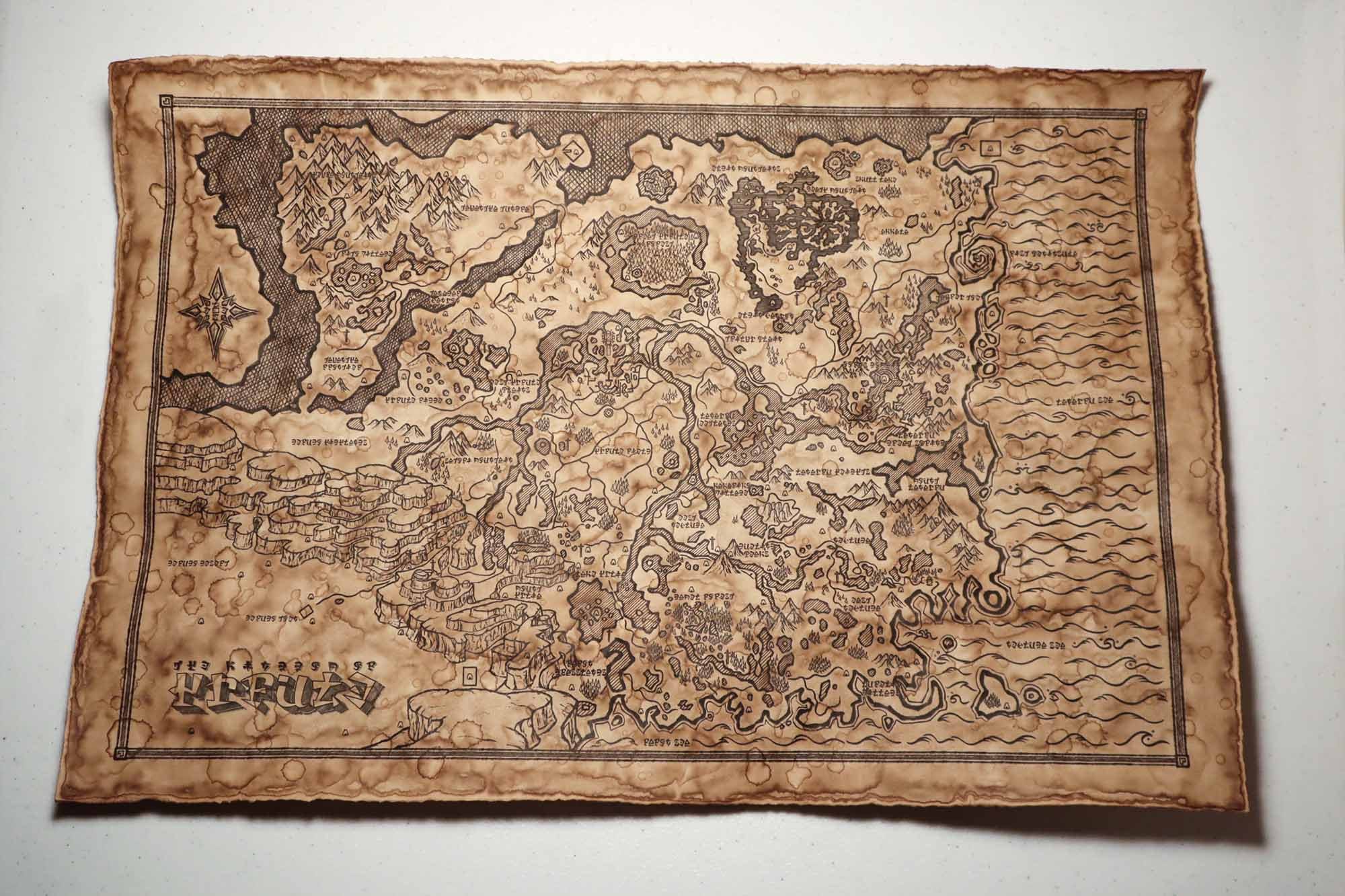 Breath of the Wild Map, BOTW Aged Map, English or Hylian, 11x17 up to 24x36