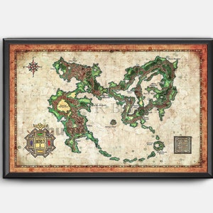 Kaart uit Final Fantasy V - Wereldkaart 1 - Final Fantasy 5 - 11 x 17 of 13 x 19 of 17 x 25