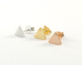 Geometric Triangle Stud Earrings, 7mm - Sterling Silver or Gold Vermeil