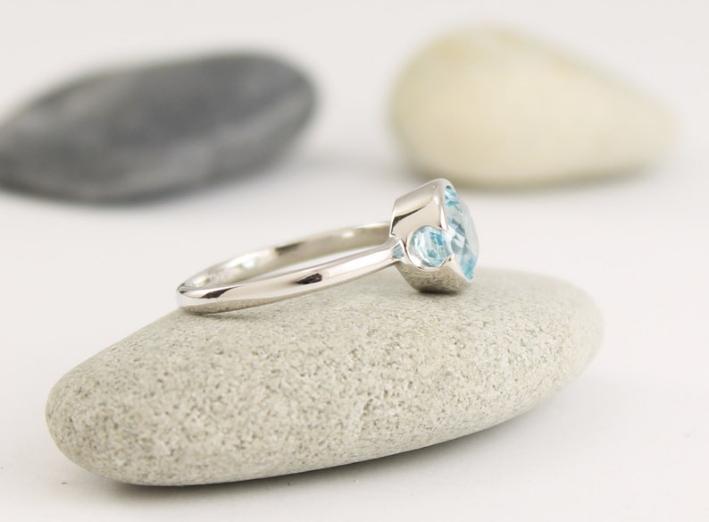 Anello In Argento Placcato Con Topazio Blu Naturale Rettangolare - Pietra Oceanica Regalo Famiglia - Foto 2