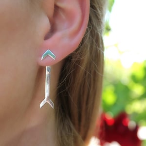 Sterling silver arrow ear jackets Yellow or rose gold vermeil Front back earrings
