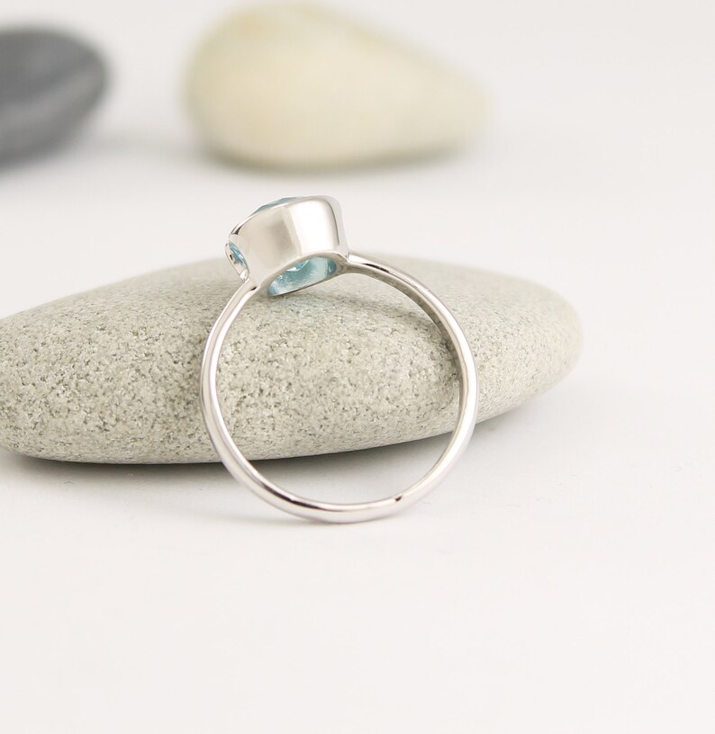 Anello In Pietra Preziosa Topazio Da Donna Oro Bianco 14K Rotondo 1,85 - Foto 3