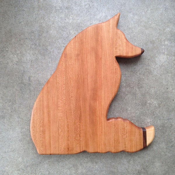 Wooden fox cutting board, wooden serving platter, wood cutting board