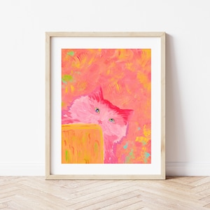 Impresión artística de gato divertido / Decoración de pared de gato Ragdoll vibrante y regalo felino para el hogar, la oficina, el dormitorio, póster artístico, retrato de mascota personalizado