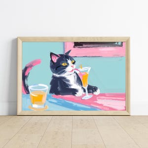 Black Cat Art Print | Pet Portrait Cat Poster | Cute Cat Art Print | Kitten Illustration | Gift for Cat Owners | Anime Style Cat Painting