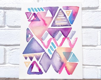 Graphic Triangles // Original Watercolor Painting