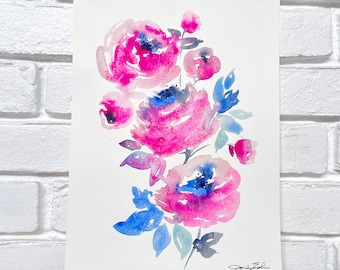 Pink Peony Trio // Original Watercolor Painting by Jocelyn Edin // The Pink Collection