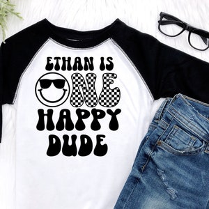 One Happy Dude Personalized Boy Birthday Shirt 1st Birthday Outfit First Birthday