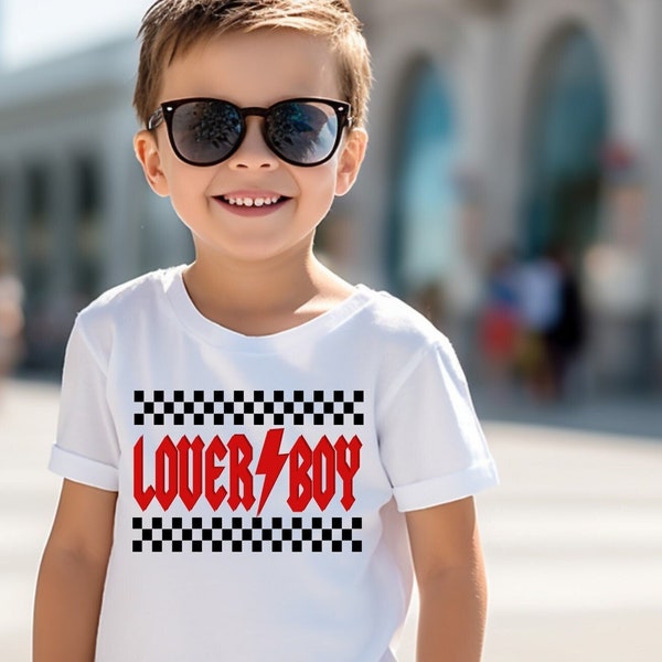 Lover Boy checkered Retro Funny Valentine's Day Shirt Boys Valentine Raglan Skate Board Valentine Rocker Shirt Baby Boy