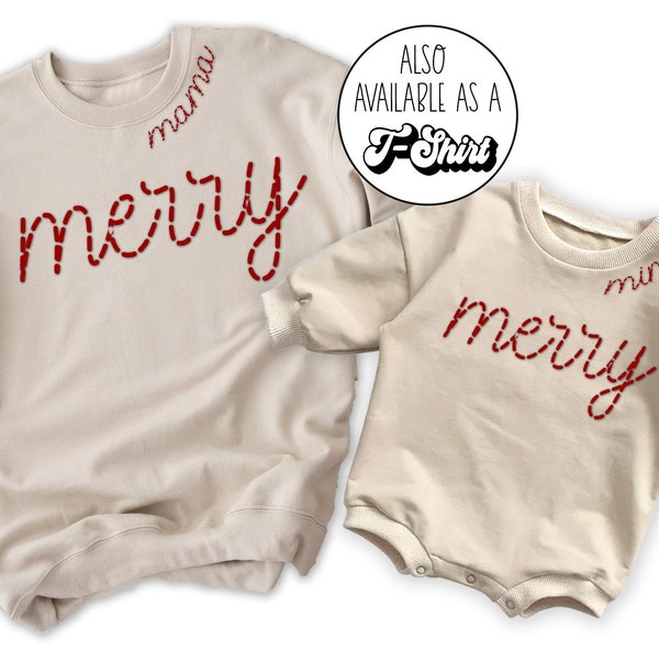 Matching Mom Kids Christmas Sweatshirts Merry Mommy and Me Christmas Mother Daughter Son
