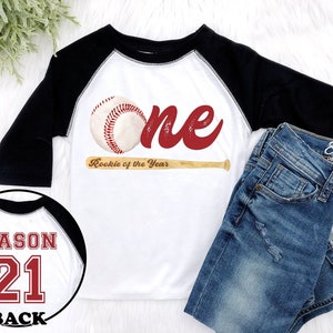 Rookie of the Year Boy&#39;s Baseball First Birthday Top Sports Party First Birthday Shirt