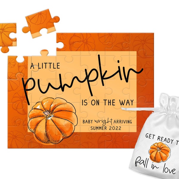 Baby Pumpkin Announcement Puzzle Pregnancy Announcement Personalized We're Expecting Gift Baby Coming Soon