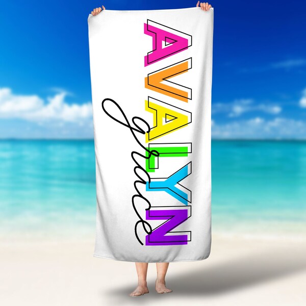 Rainbow Beach Towel Etsy