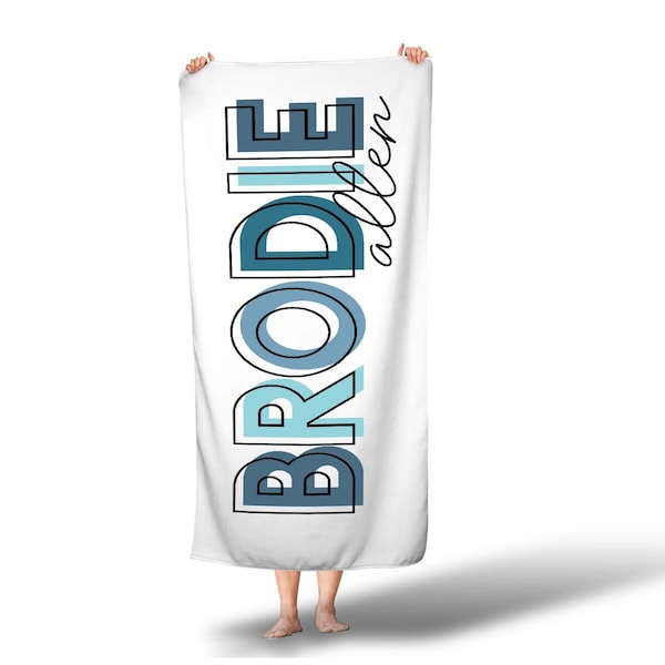 Boy Blue Personalized Beach Towel Custom Beach Name Pool Towel Bathing Towel For Boys