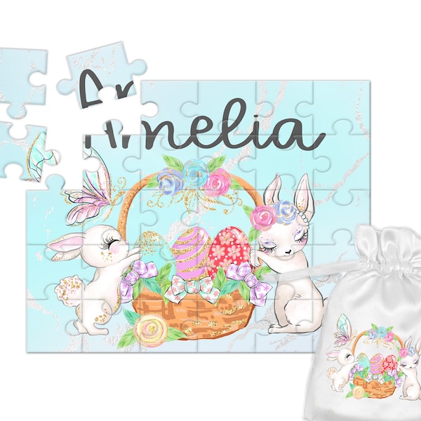 Easter Basket Stuffer for Girls Easter Bunny Easter Gift Personalized Puzzle with Her Name