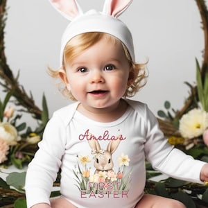Girls First Easter Outfit, Girls Personalized 1st Easter Bodysuit