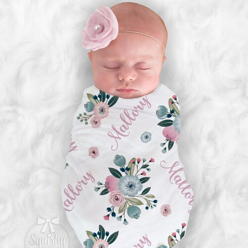 Purple Baby Girl Blanket Personalize Baby Swaddle Baby Shower Etsy
