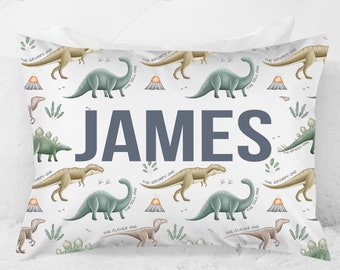 Dinosaur Custom Name Pillowcase: Jurassic Theme Bedroom Decor