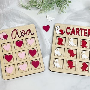 Valentines Day Gift for Kids Personalized Tic Tac Toe Boards with Bag Valentine Game