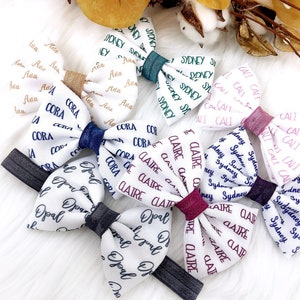 Neutral Custom Name Hair Bows Personalized Bow Hair Clip Name Headbands Custom Hair Bows Gift for Girl Newborn Bows Infant Headband