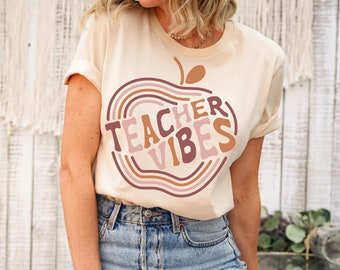 Retro Teacher Vibes Shirt Groovy Back to School Shirt New Teacher Gift
