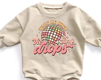 Kids New Years Wake Me When The Ball Drops 2024 Disco Baby Bubble Romper 2024 Baby New Year Eve NYE outfit