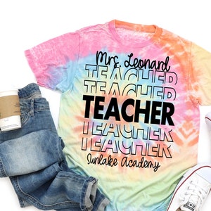 Back to School Teacher Shirt Personalized Teacher Shirt First Day of School Custom Tie Dye Shirt for Teacher New Teacher Gift